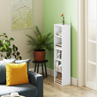 Boekenplank – Wandrek – Stellingkast – Boekenkast – Opbergrek – Wit – 5-Lagen Met Verstelbare Plank – Lichtgewicht & Compact