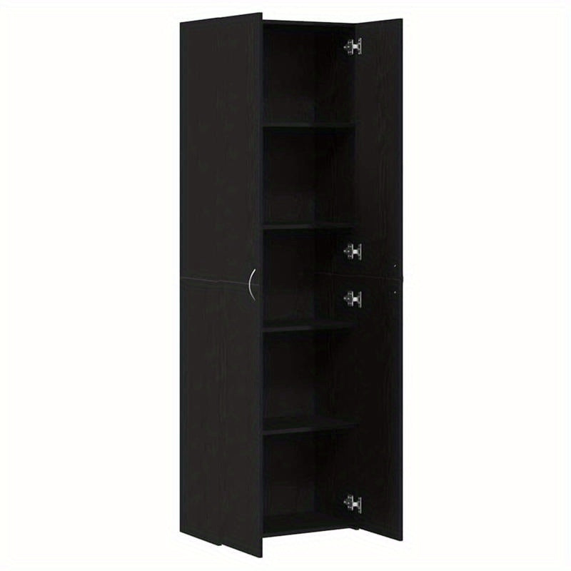 Opbergkast – Opbergmeubel – Kast – Opbergkast Voor Kantoor – Zwarte Eikenhout Composiet – 60x32x190 cm – Stijlvol En Ruim – Duurzaam En Verplaatsbaar