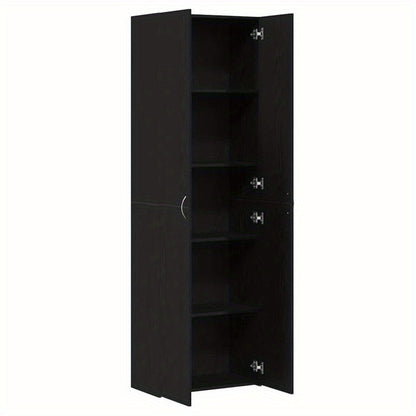 Opbergkast – Opbergmeubel – Kast – Opbergkast Voor Kantoor – Zwarte Eikenhout Composiet – 60x32x190 cm – Stijlvol En Ruim – Duurzaam En Verplaatsbaar