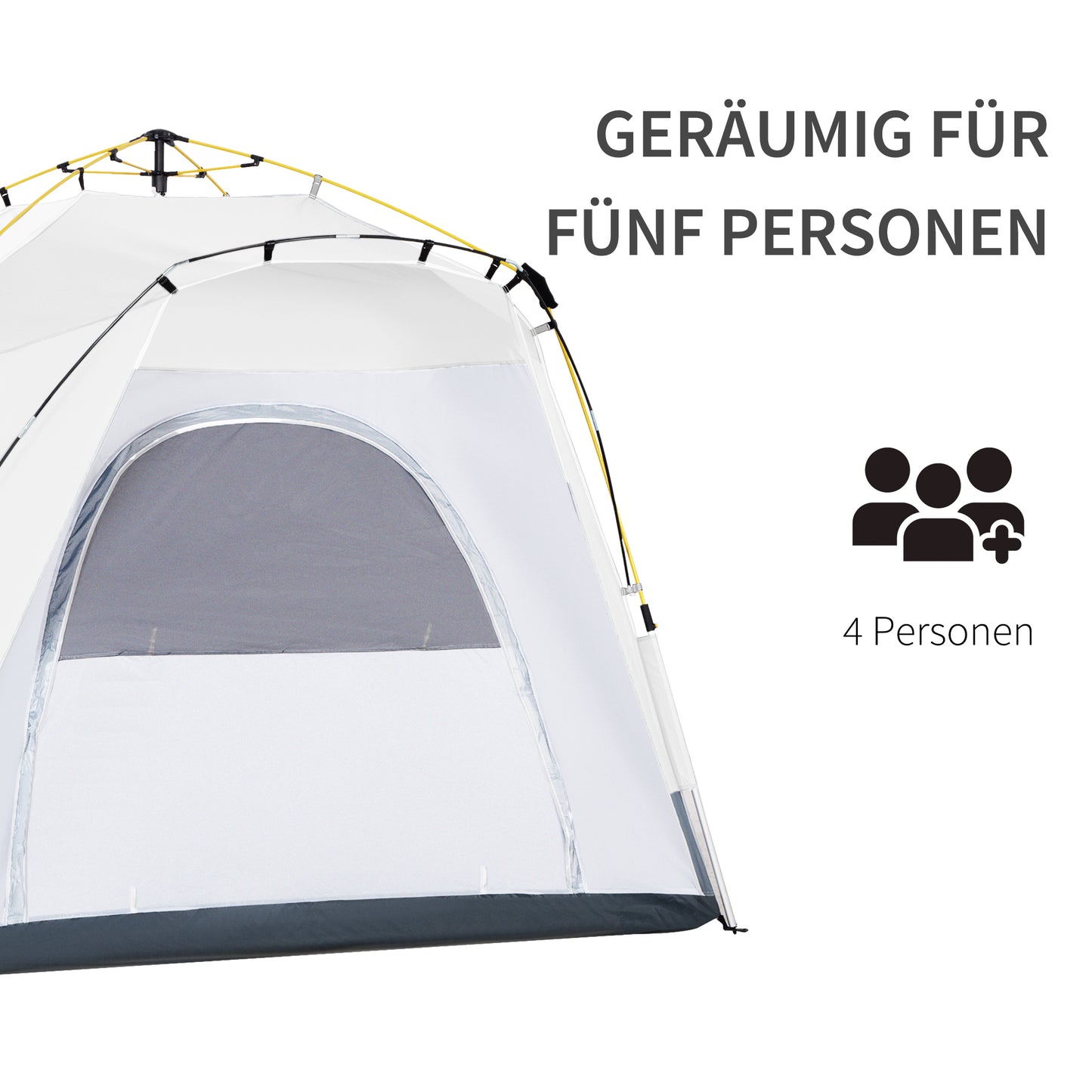 Pop-up Koepeltent – Koepeltent, Vouwtent, Buitentent, Campingtent – Lichtgrijs – Voor 4 Personen – Waterdicht en UV 50+ Bescherming
