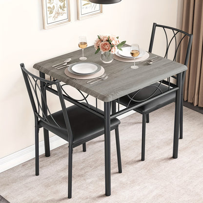 Eetkamerset Voor Twee Personen – Eettafel Met Stoelen – Compacte Eetkamerset – Tafel En Stoelen Set – Kleine Eethoek Meubel – Metaal En Hout – Rechthoekig Tafelblad – Vintage Design