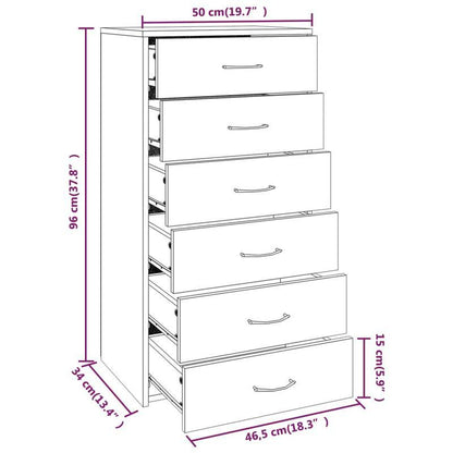 Sideboard – Dressoir – Kast – Opbergmeubel – Ladenkast – Sonoma Grijs – 6 Laden – Compacte Ruimtelijke Opbergruimte