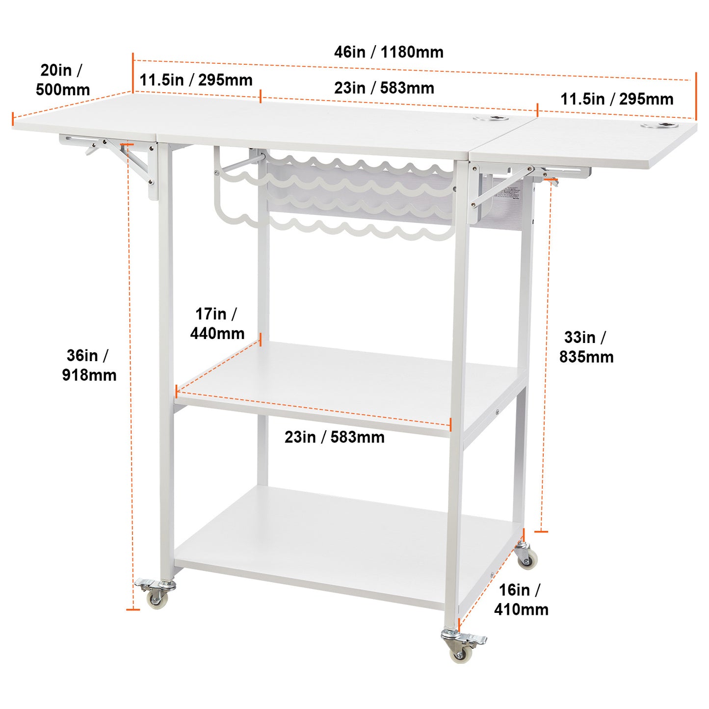 Heat Press Werktafel – Workbench – Werkbank – Tafel – Werkplek – Inklapbare Zijkanten – Mobiel Met Wielen – Stevig Metaalframe – Ruime Opbergruimte – Wit