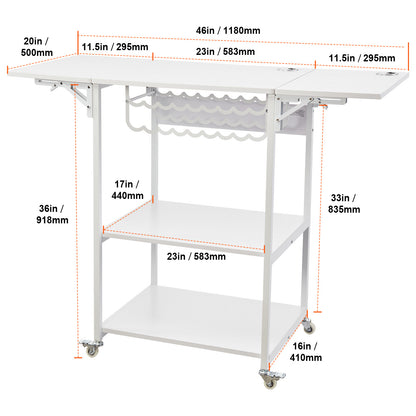Heat Press Werktafel – Workbench – Werkbank – Tafel – Werkplek – Inklapbare Zijkanten – Mobiel Met Wielen – Stevig Metaalframe – Ruime Opbergruimte – Wit