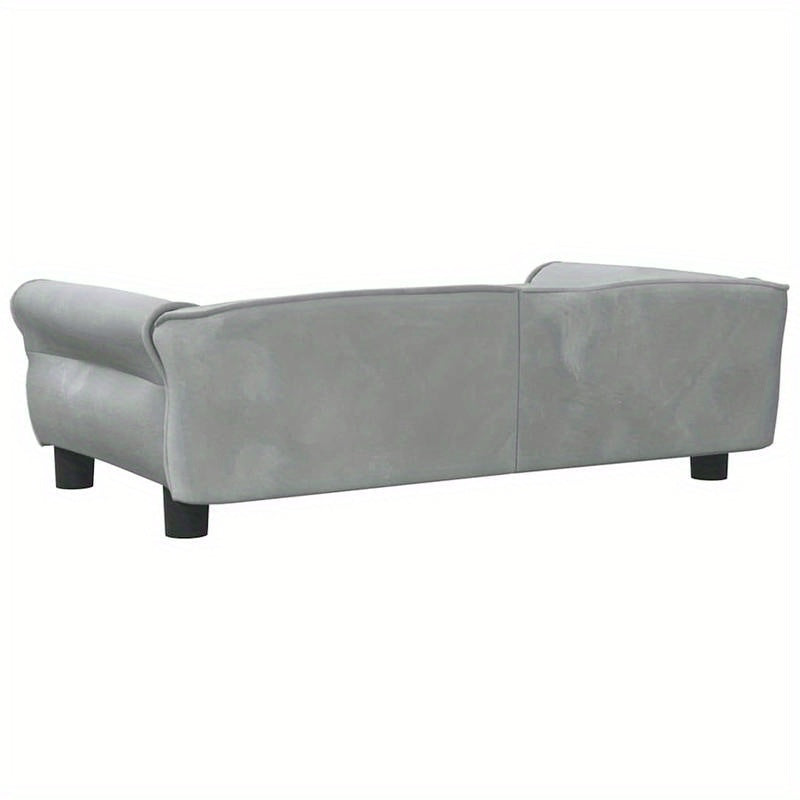 Hondenmand – Hondenbed – Hondenkussen – Hondensofa – Hondenbank – Lichtgrijs Velvet – Plush Vulling – 95x55x30 cm – Voor Kleine en Middelgrote Honden