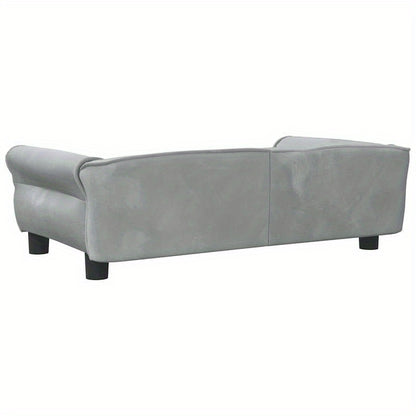 Hondenmand – Hondenbed – Hondenkussen – Hondensofa – Hondenbank – Lichtgrijs Velvet – Plush Vulling – 95x55x30 cm – Voor Kleine en Middelgrote Honden