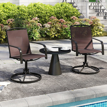 Tuinstoel – Tuinstoelen – Draaifauteuil – Relaxstoel – Loungestoel – Set van 2 – 360° Draaibaar – Handmatig Verstelbare Rugleuning – Hoogwaardige Ademende Stof – Bruin