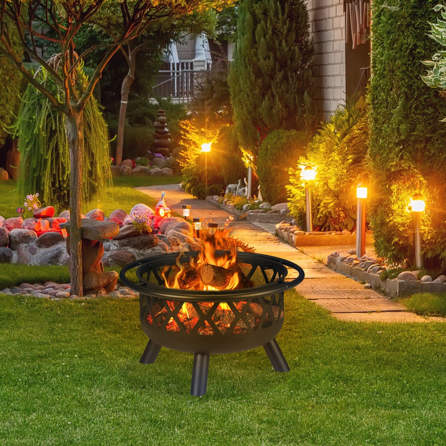 Vuurkorf – Tuinhaard – Brazier – Vuurschaal – Terrashaard – Extra Groot 75 cm – Zwart Staal
