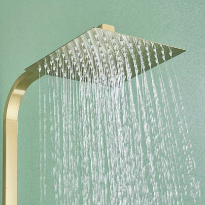 Regendouche Set – Douchekraan – Douchekop – Douchekraan Set – Douche Systeem – Brushed Gouden Afwerking – 20 cm Vierkante Regendouchekop – Duurzaam Messing
