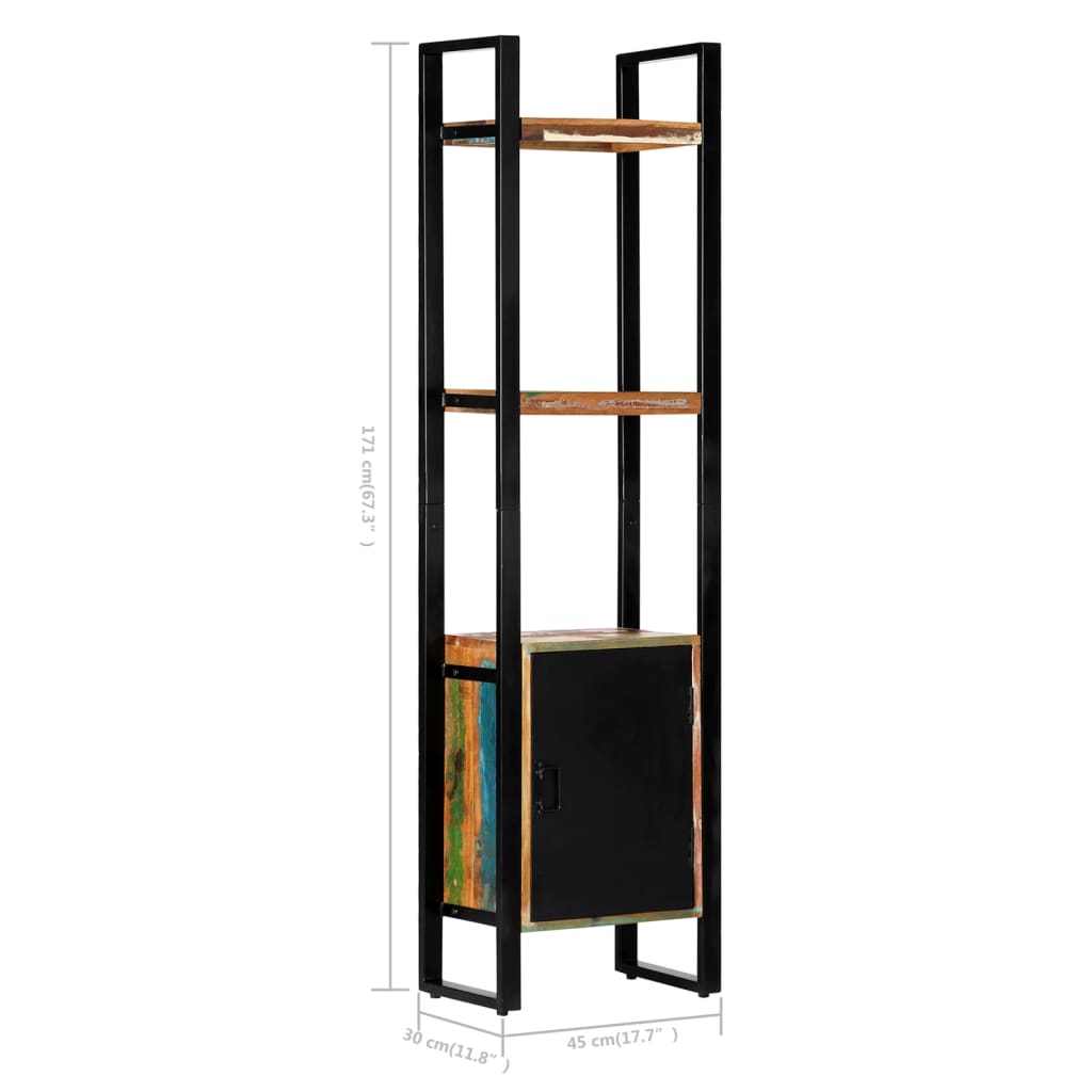 Boekenkast – Boekenrek – Opbergkast – Vakkenkast – Kast – Gerecycled Massief Hout – 3 Planken Met 1 Deur