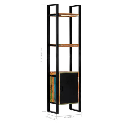 Boekenkast – Boekenrek – Opbergkast – Vakkenkast – Kast – Gerecycled Massief Hout – 3 Planken Met 1 Deur