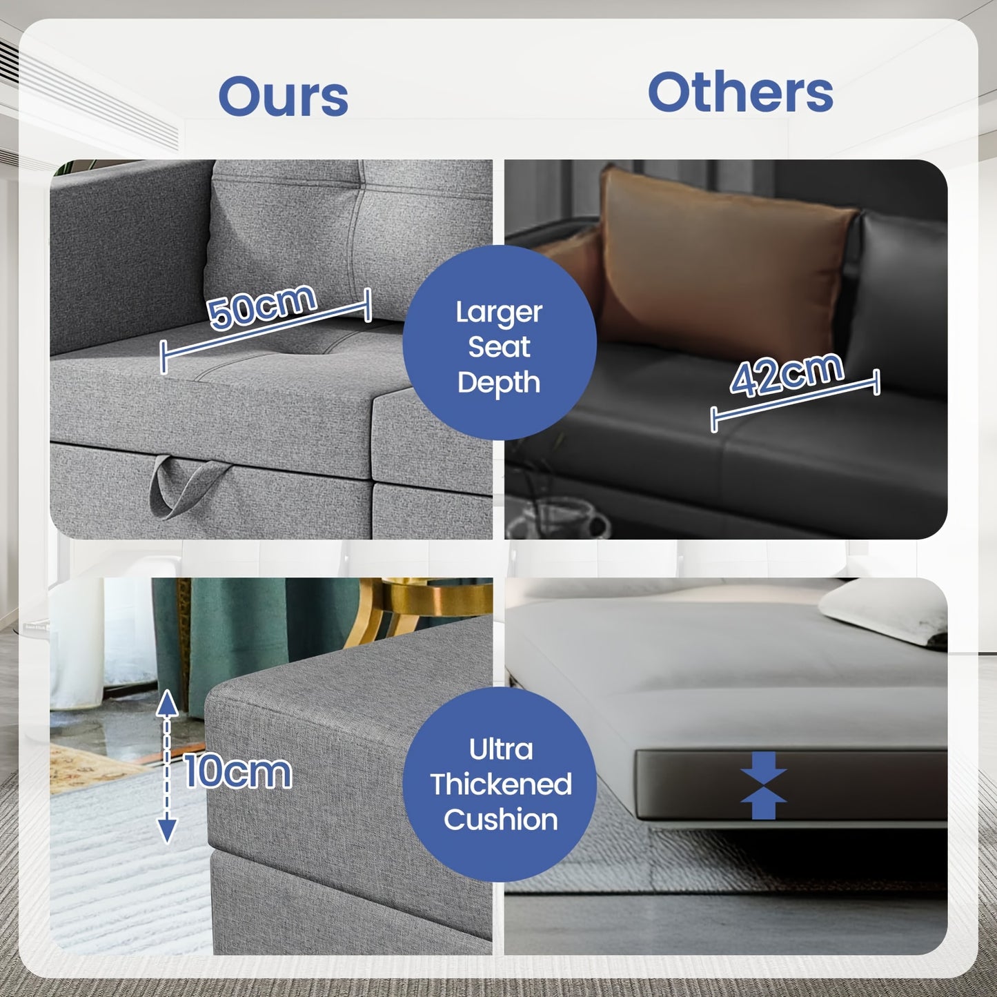 Modulaire U-vormige Bank – Hoekbank – L-vormige Bank – Slaapbank – Loungeset – Vijfzitplaats – Met Opbergruimte Onder Zittingen – Met Comfortabele Memory Foam Vulling