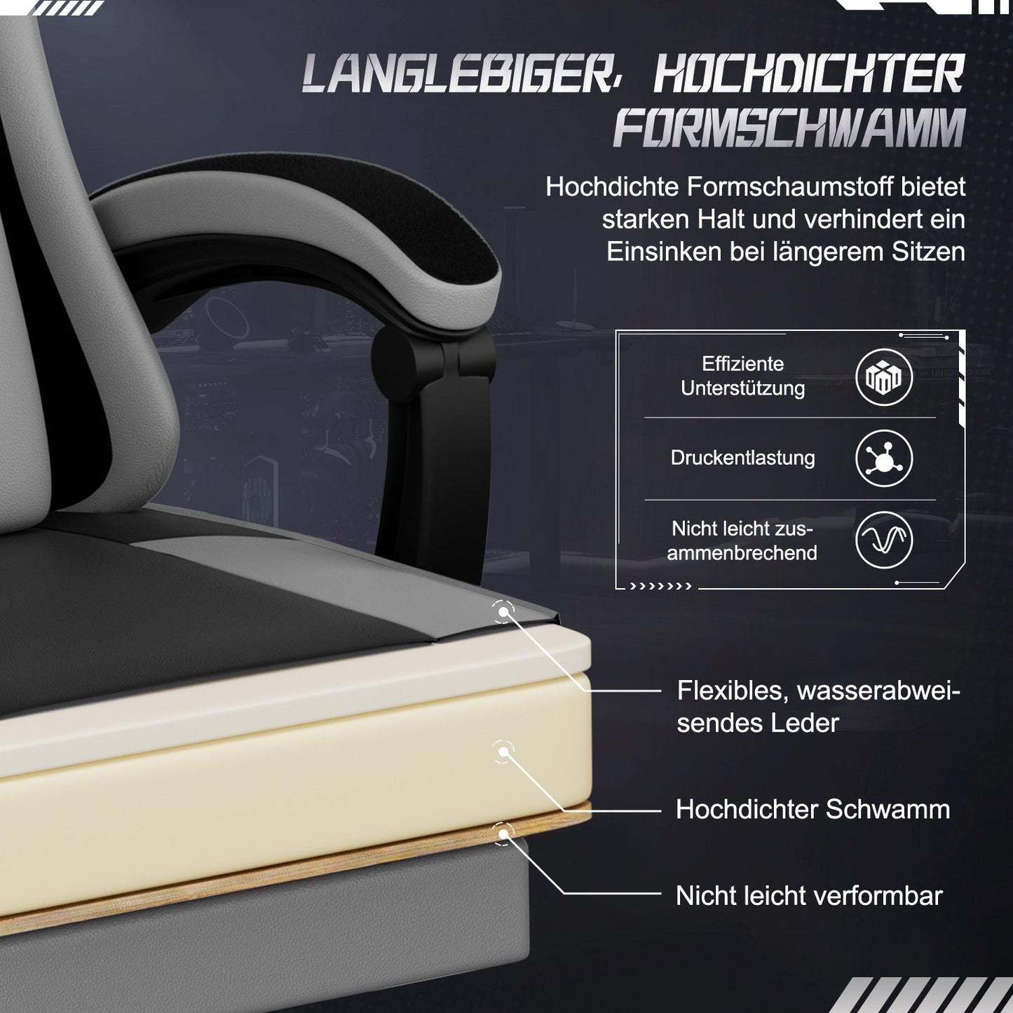 Authmic Gaming Chair - Ergonomic Gaming Chair With Footrest, Headrest, And Lumbar Support | Height Adjustable, Padded, 150 Kg Load Capacity, Rotating PC Chair