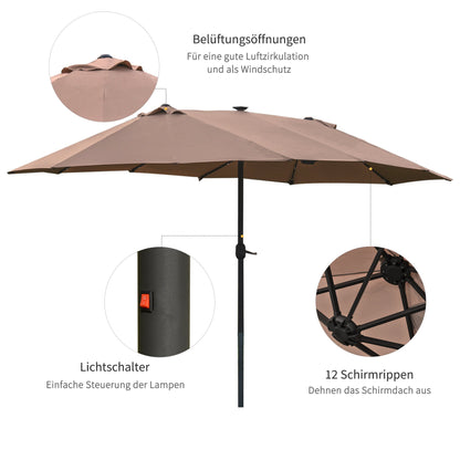Ovaal Zonnezeil – Zonnescherm – Schaduwdoek – Zonwering – Tuinzeil – Khaki – 440 x 260 cm – UV- en Weerbestendig Polyester