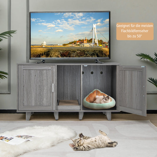 Kattenbakmeubel – Kattenbakkast – Kattenbak Verstopper – Kattenbak Ombouw – Kattenbak Omhuis – Groot Model – MDF Materiaal – Afgeschermde Privé Ruimte