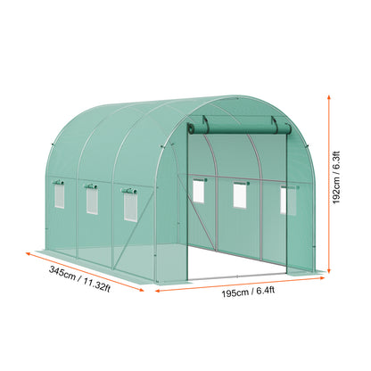 Kweekkas – Tuinkas – Broeikas – Tunnelkas – Serre – Gegalvaniseerd Stalen Frame – Waterdichte PE-Bekleding 345x195x192 cm