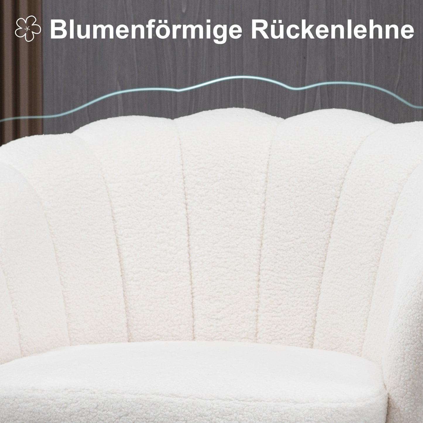 Shell Fauteuil – Relaxstoel – Zithoekstoel – Leesstoel – Loungefauteuil – Compact Wit Design – 10 Cm Dikke Schuimvulling – Metalen Frame Gouden Poten