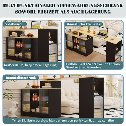 Bartafel Zwart Uitschuifbaar – Bistrotafel Hoge Tafel Barmeubel – Uitschuifbaar Met Opberglade – MDF Hardhout – Rotatiemechaniek – Direct Gebruiksklaar