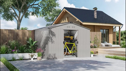 Tuinhuisje – Tuinschuur – Berging – Opbergschuur – Metalen Tuinkast – 5,4 m² – Gegalvaniseerd Staal – Schuifdeuren Met Slot – Ventilatieroosters – Antraciet