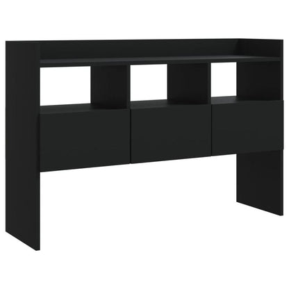 Modern Black Sideboard with Lockable Doors & Fire-Resistant Panels - Large -to-Ceiling (105x30x70cm) - Minimalist Black Wood Furniture for, Dining Room, Entryway - Easy Assembly