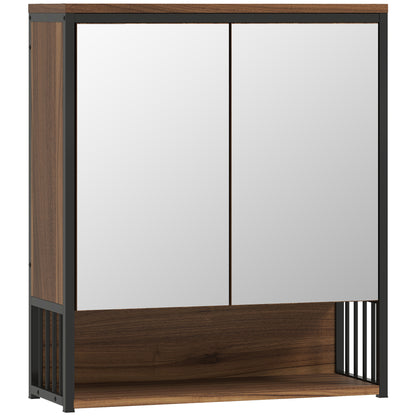 Hangend Spiegelkastje Badkamer – Badkamerkastje – Spiegelkast – Wandkastje – Opbergkast – Zachte Sluiting – 25x40,5 cm Spiegel – MDF Bruin