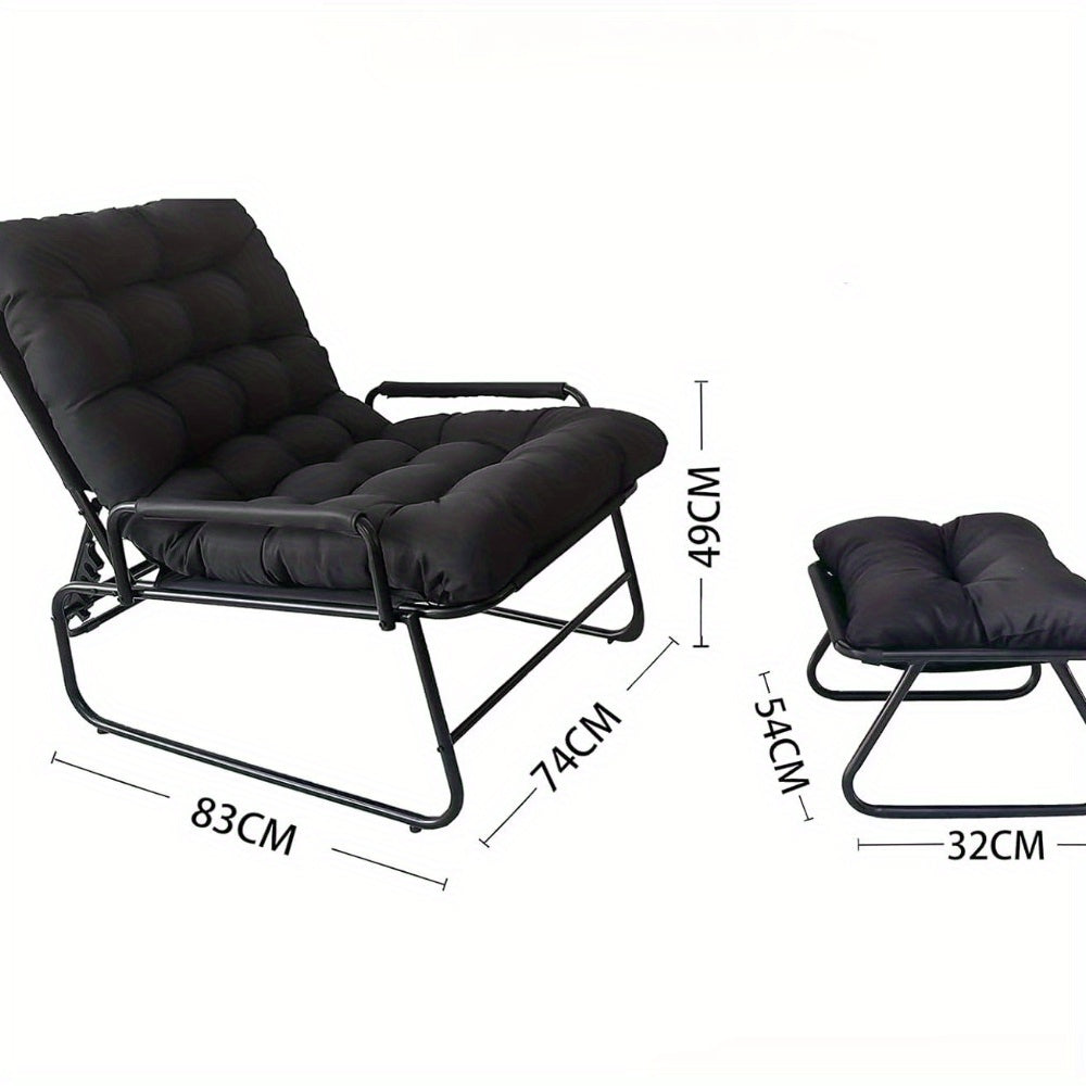 Relaxstoel – Lounge Stoel – Fauteuil – Ligstoel – Schommelstoel – Verstelbaar Met Voetenbank – Ergonomische Armleuningen – Duurzaam Metalen Frame – Zacht Kussen – Geschikt Binnen Buiten – Grijs Zwart