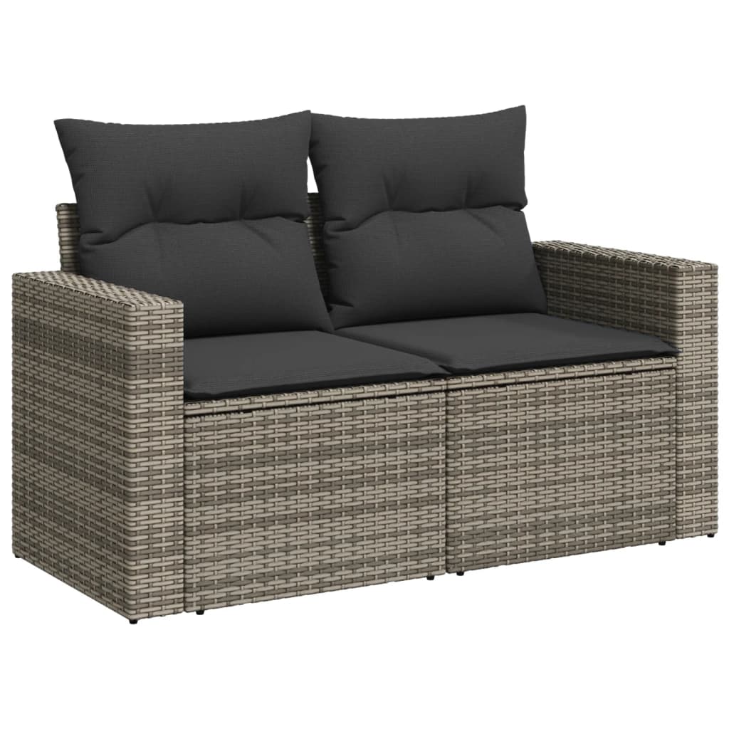 Tuinbank – Buitenbank – Zitbank – Buitenmeubel – 2-Zits – Poly Rattan – Weerbestendig – Met Zachte Beige Kussens