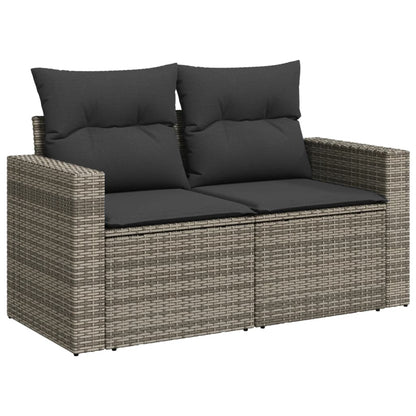 Tuinbank – Buitenbank – Zitbank – Buitenmeubel – 2-Zits – Poly Rattan – Weerbestendig – Met Zachte Beige Kussens