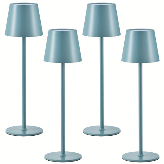 Moderne Draadloze Tafellamp – LED Lamp – Touch Lamp – Nachtlampje – Oplaadbare Lamp – 4PCS Blauw – 7000mAh Batterij – Minimalistisch Metaal Design