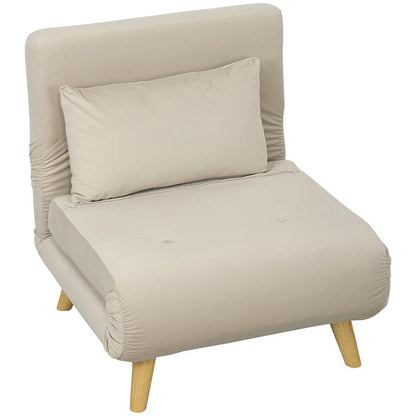 Foldable Bed Chair with Adjustable Recliner - Foam & Bed Function, Heavy-Duty up to 120kg, Space-Saving Folding Armchair Suitable for Small Apartments, Dorms, - Beige (Plastic/Metal Frame)
