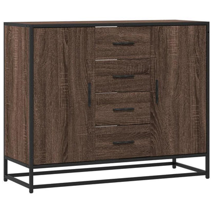 Modern Contemporary Sideboard Cabinet 92x35x76cm - Hardwood & Particle Board, 3 Drawers, 2 Doors, Removable Shelves, No Assembly Required, Floor-Standing Storage for Living Room, Bedroom, Office, Cabinet Storage, Bedroom Orga