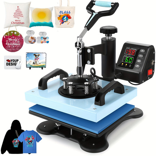 Heatpressmachine – Hittepers – Transferpers – Warmtepers – Drukpers – 30,48x25,4 cm Werkoppervlak – 360° Draaibare Swing-Away Arm – Snelle Opwarming – Digitale Temperatuurregeling tot 185°C