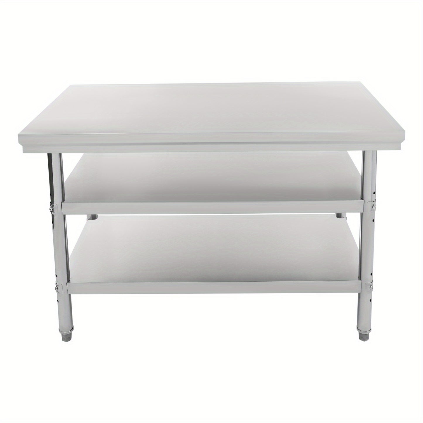 Werktafel – Werkbank – Keukentafel – RVS Tafel – Opbergtafel – Roestvrijstaal 201 – 99,79 kg Belastbaar – 3 Verstelbare Legplanken – Verstelbare Voeten – 119x60 cm