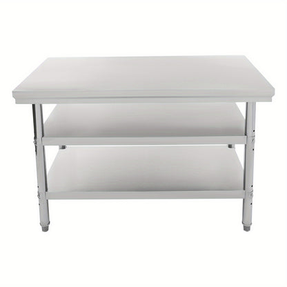 Werktafel – Werkbank – Keukentafel – RVS Tafel – Opbergtafel – Roestvrijstaal 201 – 99,79 kg Belastbaar – 3 Verstelbare Legplanken – Verstelbare Voeten – 119x60 cm