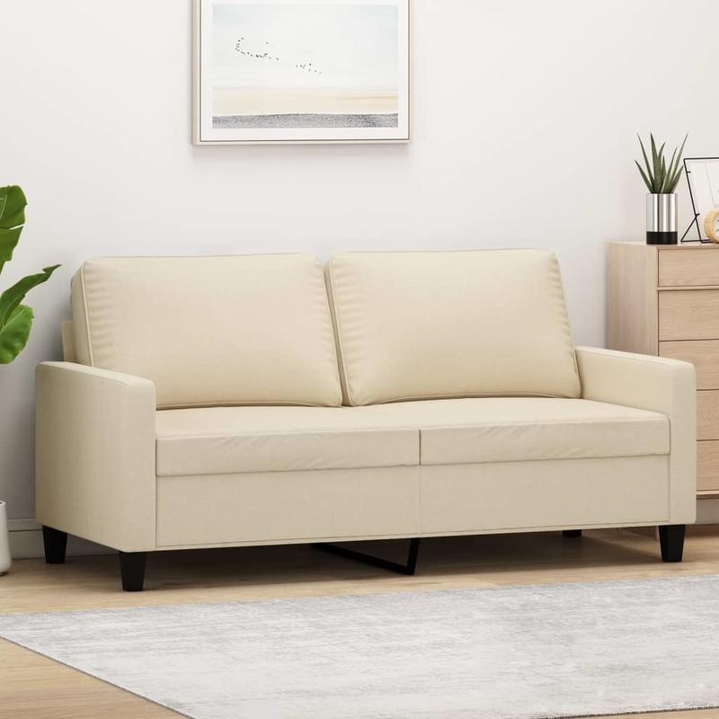 2-zits bank – 2-persoons sofa – loveseat – klein zitmeubel – tweezits bank crème – duurzaam hardhouten frame – comfortabel schuimkussen