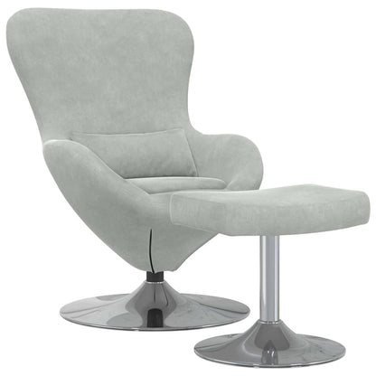Draaifauteuil – Draaistoel – Relaxfauteuil – Lounge stoel – Zwarte fauteuil – Lichtgrijs Fluweel – Ingebouwde Voetensteun – Ergonomisch Comfort