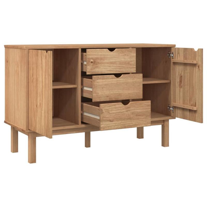 Kast – Opbergkast – Dressoir – Sideboard – Buffetkast – Variant Brun – Compact Formaat 113,5x43x73 cm – Duurzaam Materiaal Met Warme Beige Houtnerf Afwerking