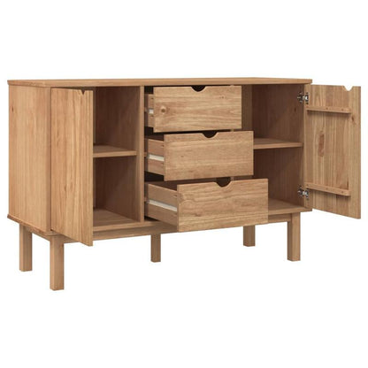 Kast – Opbergkast – Dressoir – Sideboard – Buffetkast – Variant Brun – Compact Formaat 113,5x43x73 cm – Duurzaam Materiaal Met Warme Beige Houtnerf Afwerking