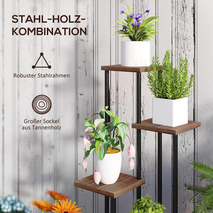 Plantenrek – Plantenstandaard – Plantentafel – Plantentrap – Bloemenrek – 5 Laags – Hout en Staal – Gestaggerd Ontwerp – Voor Binnen & Buiten