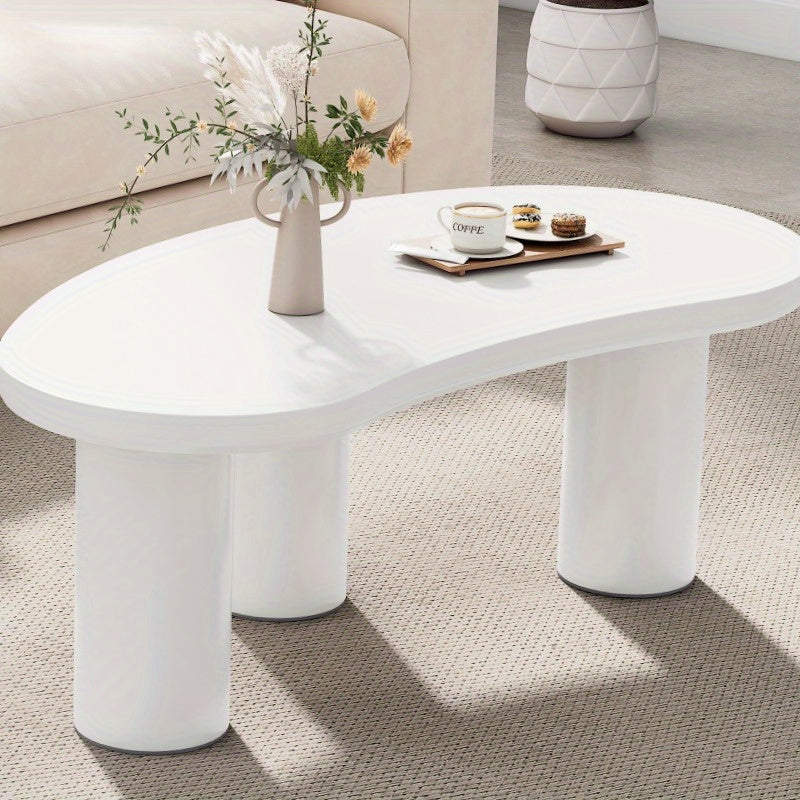 Salontafel – Koffietafel – Bijzettafel – Livingtafel – Woonkamertafel – Halve Maan Vorm – PVC Voet Met Vilten Onderlaag – 107x57x40,5 cm