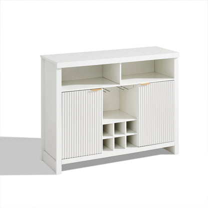 Dressoir – Sideboard – Buffetkast – Opbergkast – Keukenkast – Modern – Wijnrek Voor 6 Flessen – Glazenhouder Voor 4 Wijnglazen – MDF En Metaal – 105x40x85 cm