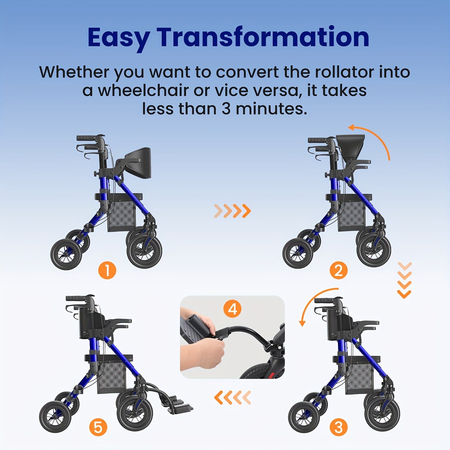 Rollator – Looprek – Mobiliteitshulpmiddel – Wandelwagen – Transportstoel – Lichtgewicht en Opvouwbaar – Inclusief Zitfunctie en Remsysteem