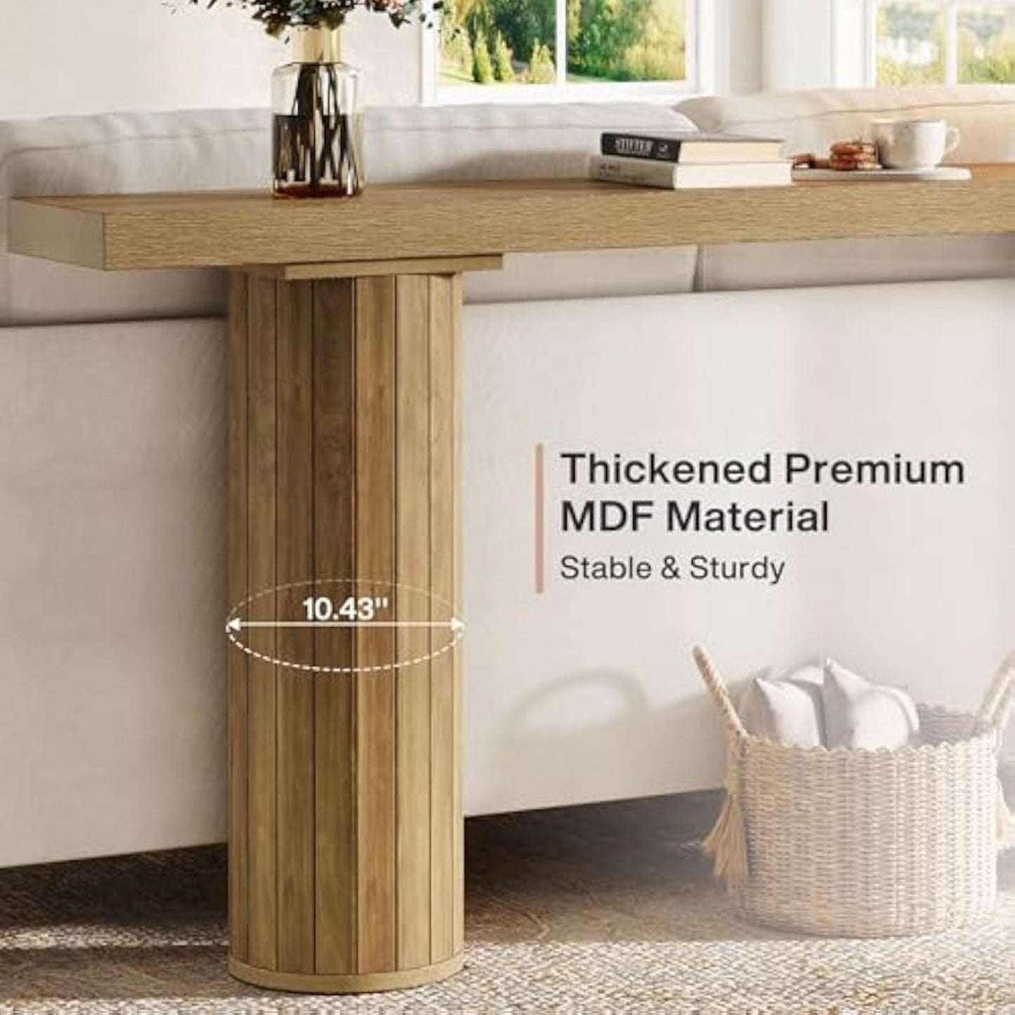 Farmhouse Console Table – Sidetable – Sofa Tafel – Haltafel – Wandtafel – 63 Inch – Wit MDF – Ruimtebesparend Smal Design – 90 KG Draagvermogen