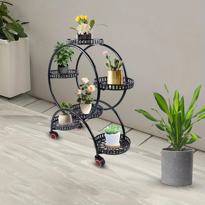 Plantenstandaard – Plantenrek – Bloemenrek – Plantenhouder – Bloemenstandaard – Industrieel Design – Zwart Metaal – 3 Laags – Sterk Draagvermogen 7,5 kg per Tray