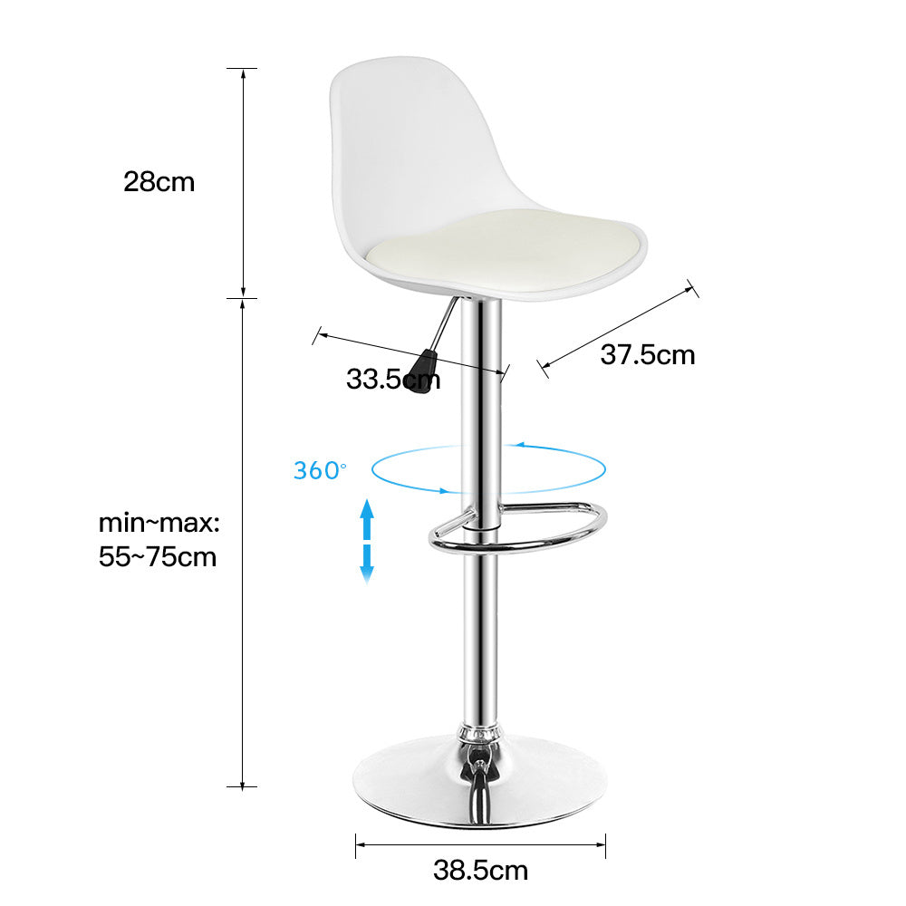 8pcs Adjustable Bar Stool Set, Electroplating, PU Seat Cushion, Swivel Seat, Height Adjustable 55-75 Cm