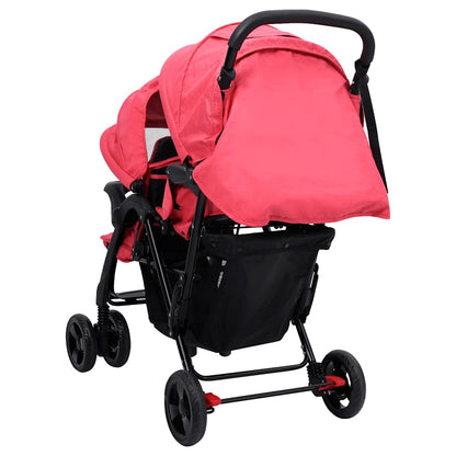 Tandem Buggy – Duo Buggy – Tweelingwagen – Dubbele Kinderwagen – Duo Kinderwagen – Stalen Frame – Inklapbaar