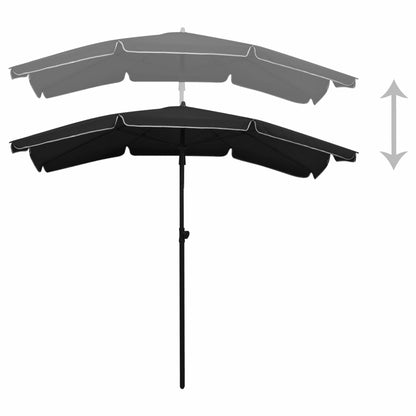 Parasol – Zonnescherm – Tuinparasol – Balkonparasol – Aluminium Schaduwparasol – 180x130 cm – Verstelbaar 180° Draaibaar – Duurzaam Metalen Frame – Smokeless Coal Grijs