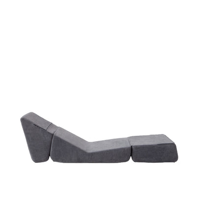 Kleine Vouwbare Sofa Bed – Slaapbank – Vouwbed – Chaise Longue – Slaapstoel – Vintage Grijs – Fluweel Bekleding – Veerkrachtig Schuim