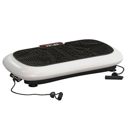 Vibratieplaat – Trillingsplaat – Balansbord – Fitnessplaat – Trainingsapparaat – 99 Instelbare Snelheidsniveaus – Inclusief 2 Fitnessbanden – Compact 73x40x13 cm – Wit/Zwart