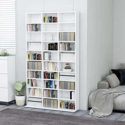 CD Cabinet White 102x16x177.5cm Engineered Wood CD Tower CD Storage Cabinet Shelf for Living Room Bedroom and Office, Utility Racks